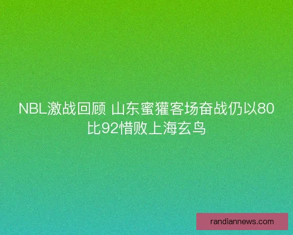 NBL激战回顾 山东蜜獾客场奋战仍以80比92惜败上海玄鸟